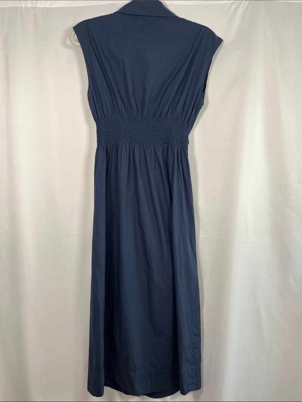 Ramy Brook milhal navy cotton poplin twist front shirt midi dress sz small - Picture 7 of 8